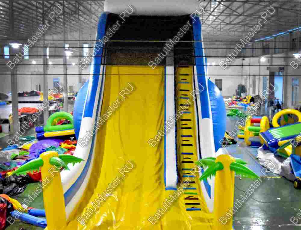 Надувной батут-горка с бассейном «Пляжный оазис», 21*7*7 м