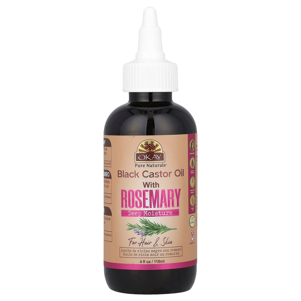 Okay Pure Naturals, чёрное касторовое масло с розмарином, 118 мл (4 жидк. унции)