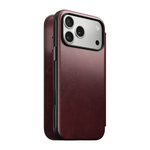 Кожаный чехол-книжка MagSafe Nomad Horween Modern Leather Folio Limited Edition для iPhone 17 Pro Max Гибридный укреплённый чехол из натуральной кожи Horween с сенсорной накладкой для Контроллера камеры. Есть отделение для купюр и встроенный картхолдер —