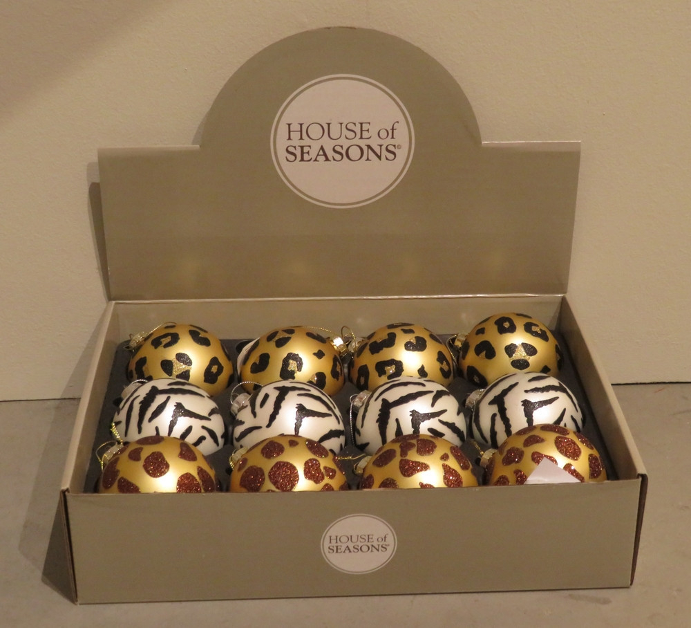 Набор шаров 12шт 8см House of Seasons с животным орнаментом в ассортименте 3 вида