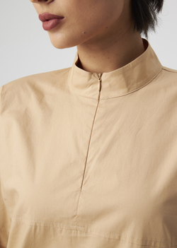 ZIPPERED BLOUSE | M | BEIGE