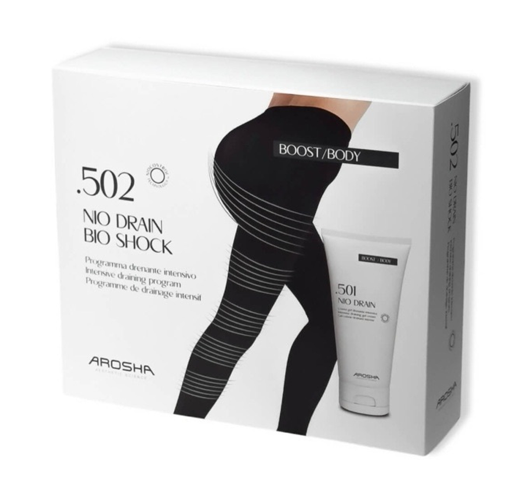AROSHA НАБОР NIO DRAIN BIO SHOCK (NIO DRAIN 200 МЛ + LEGGINS) НАБОР ПРОТИВ ЦЕЛЛЮЛИТА С ДРЕНИРУЮЩИМ И ПОДТЯГИВАЮЩИМ ДЕЙСТВИЕМ