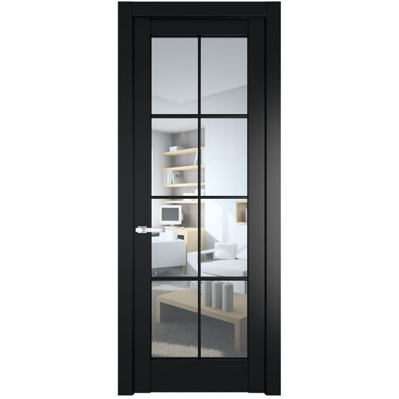 Межкомнатная дверь эмаль Profil Doors 3.1.2 (р.8) PD блэк стекло прозрачное