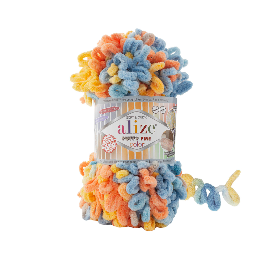 Пуффи файн колор (Puffy fine color) пряжа Alize 100%микрополиэстер 5х100г/14.5 м (6314)