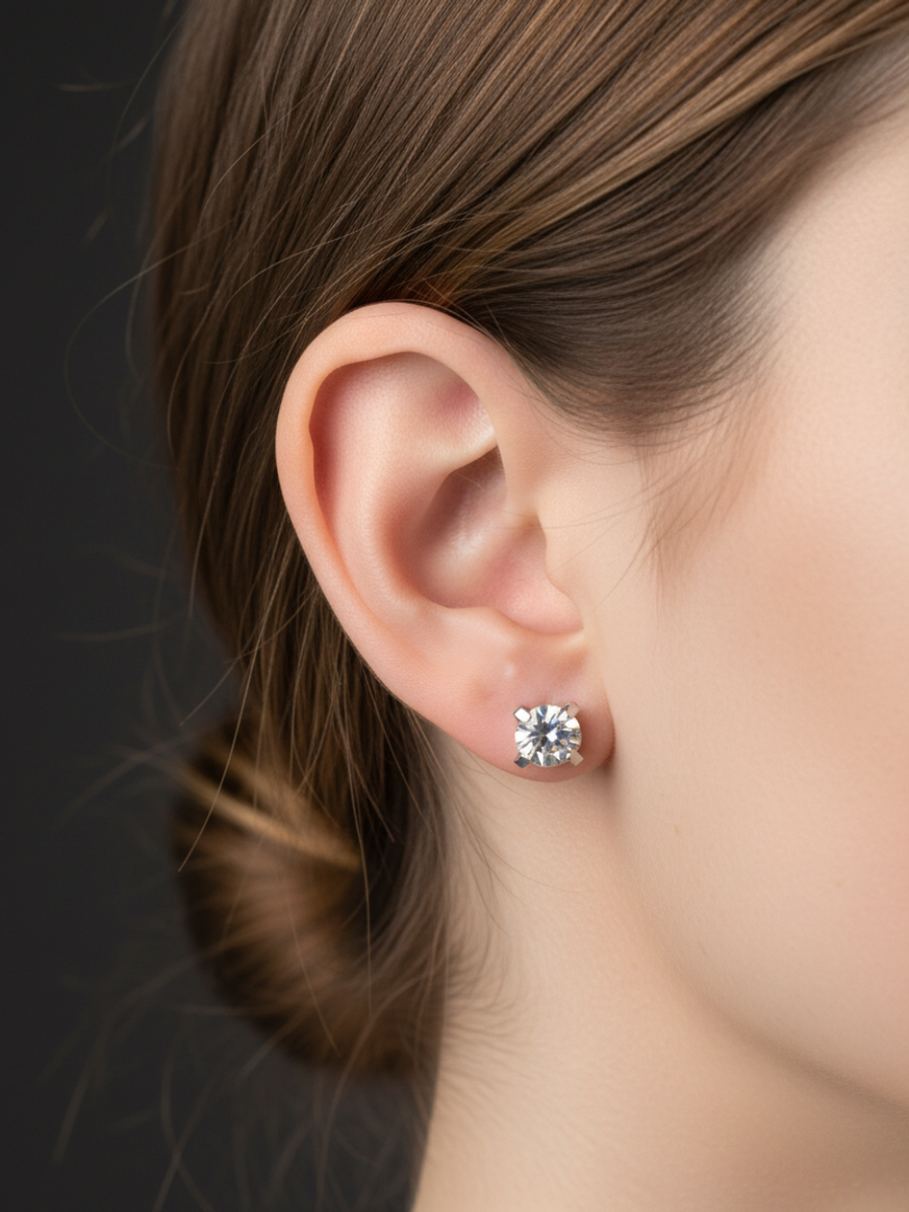 Серьги-гвоздики с прозрачным кристаллом 5 мм. Бижутерия