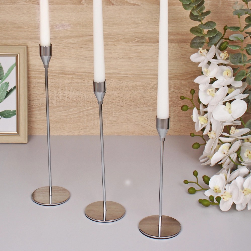 Подсвечники «SUNSHINE» 23 /28/32 см (набор 3 шт), Серебро