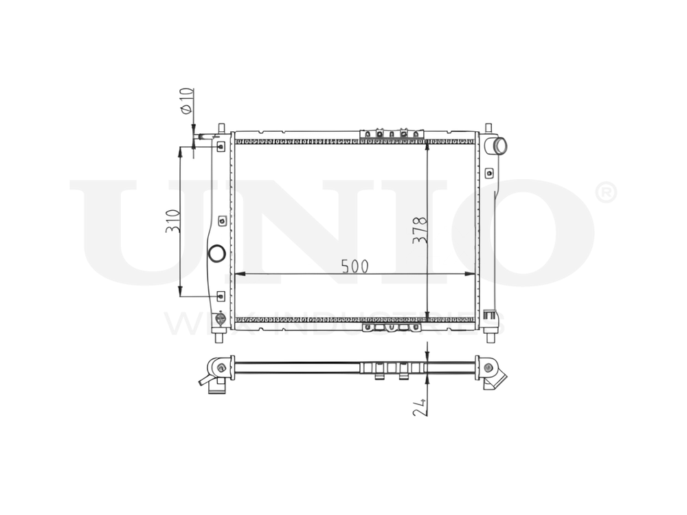 Радиатор охлаждения двигателя UNIO RAD-10067
