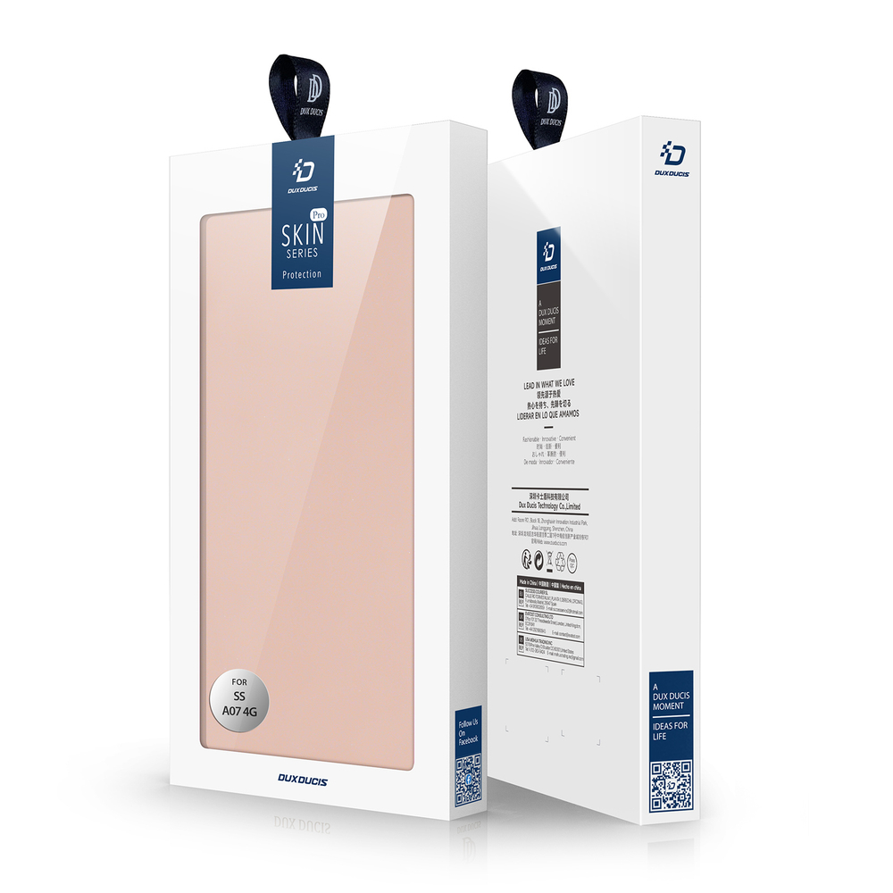Чехол книжка из PU кожи розового цвета от Dux Ducis для Samsung Galaxy A07 4G, серия Skin Pro Series Case