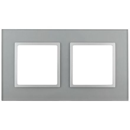Рамка 2-м 14-5102-03 стекло Elegance алюм.+алюм. ЭРА Б0034490