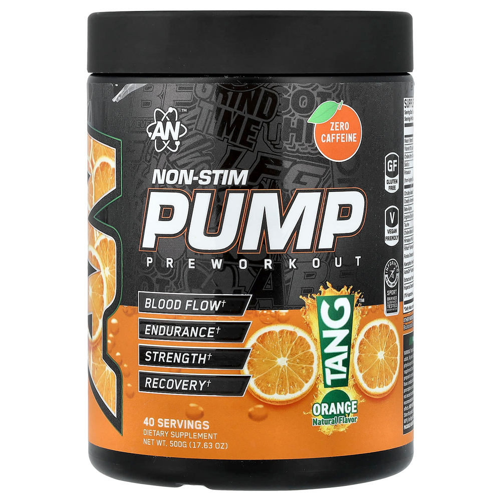 AN Supps, без стимуляторов, предтренировочный комплекс, Tang™, апельсин, 500 г (17,63 унции)