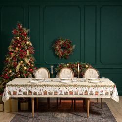 СКАТЕРТЬ "ЩЕЛКУНЧИК" 140Х300СМ БЕЖЕВЫЙ ,100%ХЛОПОК ,ТВИЛ