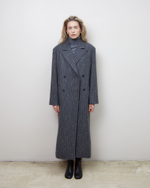 Пальто с дополнительными петлями из шерсти Стелла Маккартни полоска серый