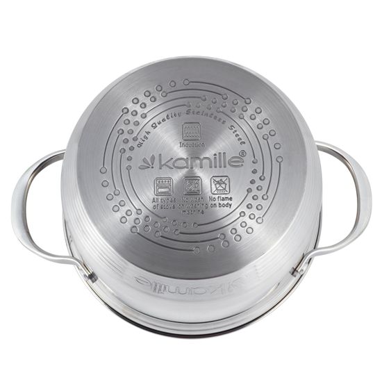 Набор кастрюль 12 предметов Kamille KM-4704S из нержавеющей стали (1,8 л; 2х2,3 л; 2х3,3 л; 5,8 л. 7-слойное дно)