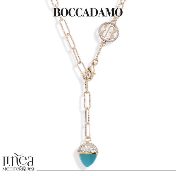 Колье Boccadamo Caleida KGR006DZ  BL/G с кристаллами Swarovski, покрытием золотом