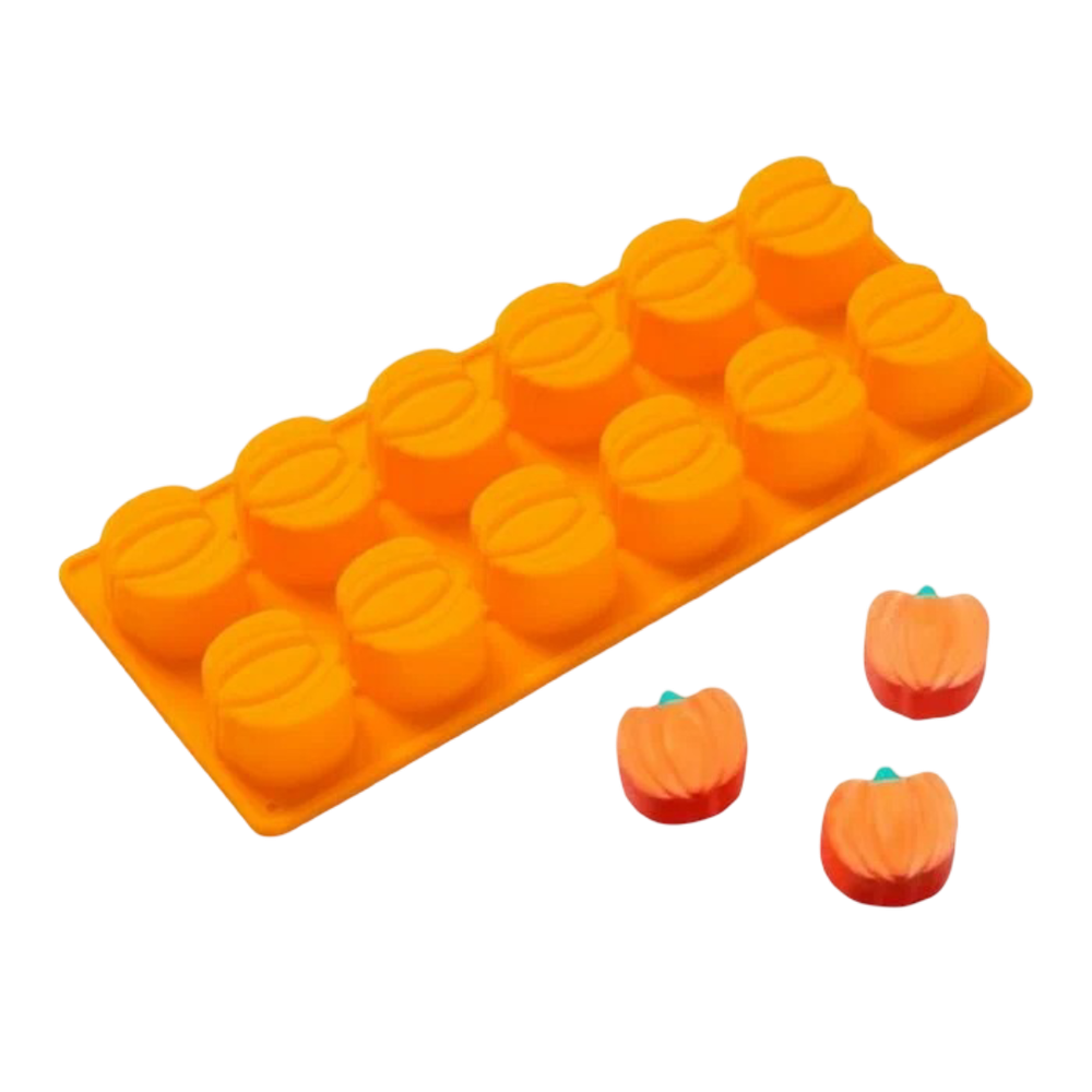 Форма для конфет и шоколада Доляна «Тыковка», силикон, 23×9,5×2,4 см, 12 ячеек (3,2×3,3 см), цвет оранжевый