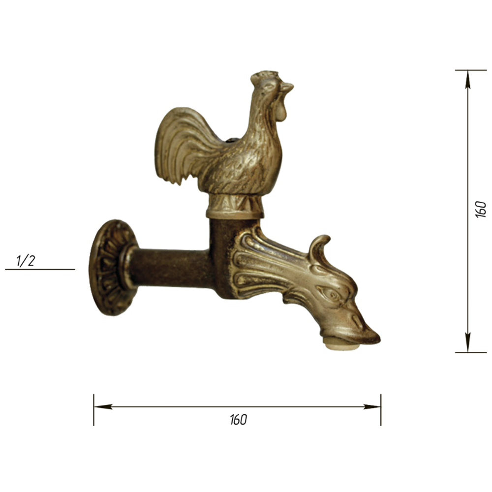 Кран садовый декоративный Migliore 18418 габаритные размеры