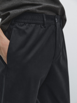 Massimo Dutti Брюки-джоггеры из смесовой хлопковой ткани, темно-синий