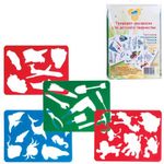 Трафарет-раскраска ПЧЕЛКА, НАБОР 6 шт. (транспортир, инструменты, космос, животные, море, листья), НТР-2