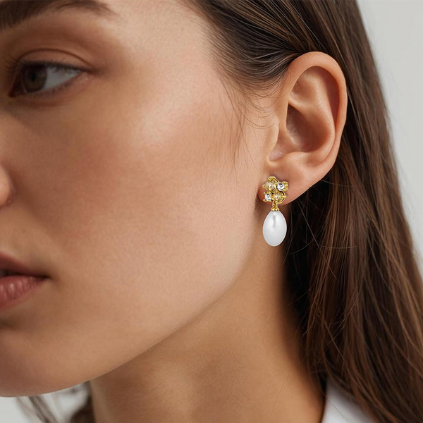 Серьги Dyrberg Kern PETUN SG GOLDEN / WHITE PEARL 480054