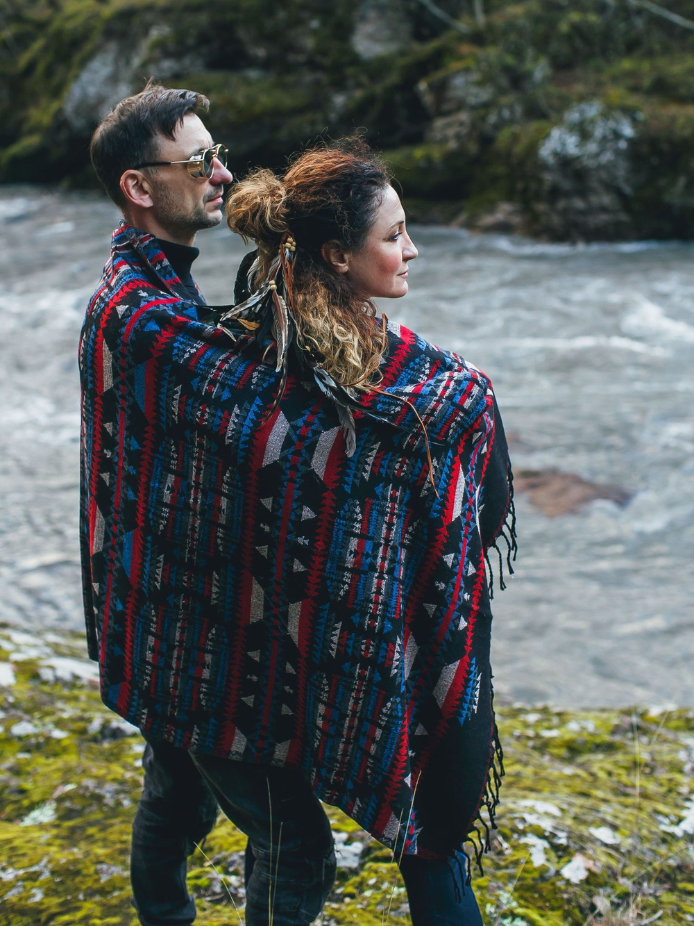 Шарф теплый с индейским орнаментом