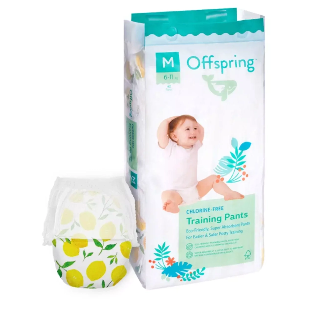 Offspring трусики-подгузники, M 6-11 кг. 42 шт. расцветка Лимоны