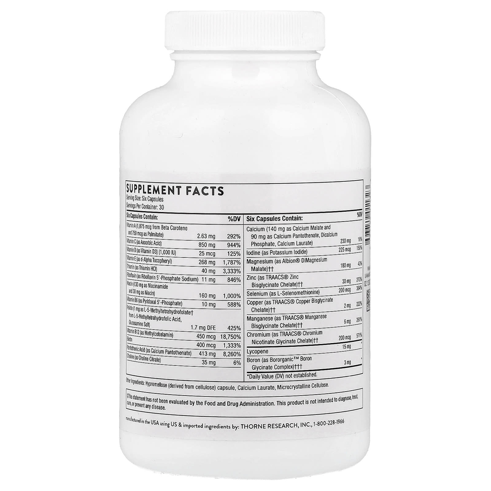 Thorne, мультивитамины для мужчин старше 50 лет, 180 капсул