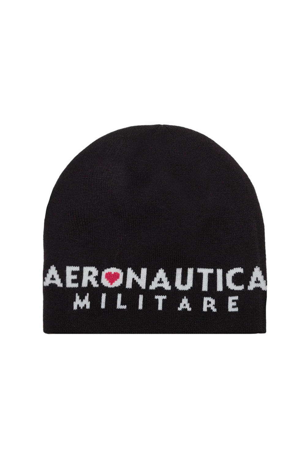Шапка AERONAUTICA 062 черный сердечко розовым