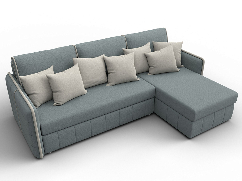 Диван угловой Лига-078 угол левый РОГОЖКА Амур 07 серый/Амур 02 бежевый