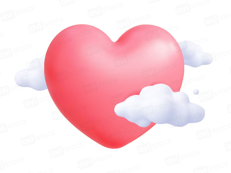 3d сердце в облаках