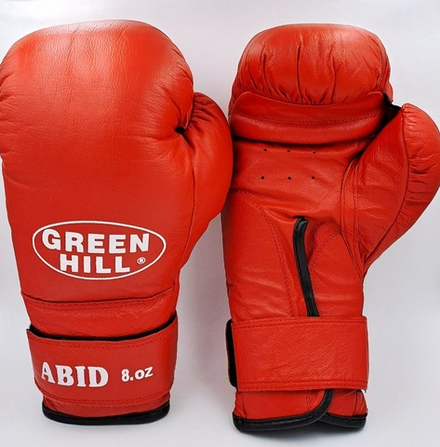 Бокс перчатки GREEN HILL Abid (BGА-2024) красный 8oz кожа                                                      .