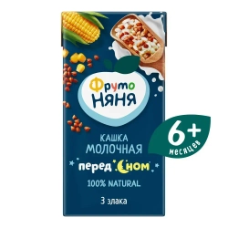 Каша мультизлаковая детская ФрутоНяня с 6 месяцев, 3 злака, молочная, жидкая, 200 мл