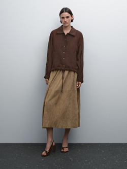 Massimo Dutti Куртка-бомбер из струящейся ткани, коричневый