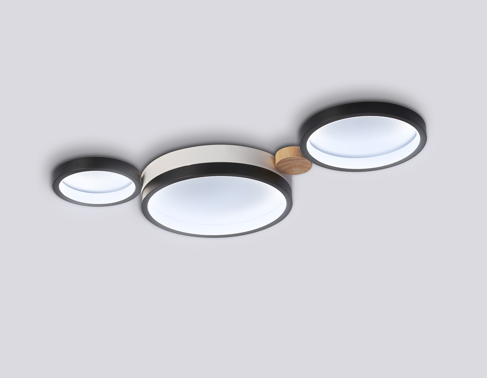 Настенно-потолочный светодиодный светильник с пультом FL4814/3 BK/WH черный/белый 3000K-6400K 45W 620*290*55 (ПДУ ИК)