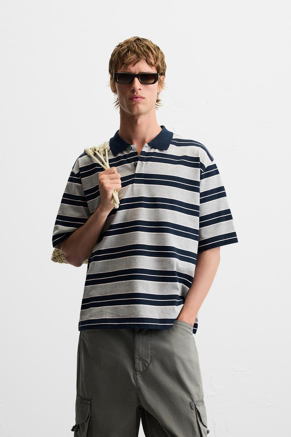 Поло relaxed fit в полоску