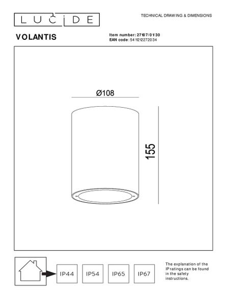 Уличный светильник Lucide Volantis 27107/01/30