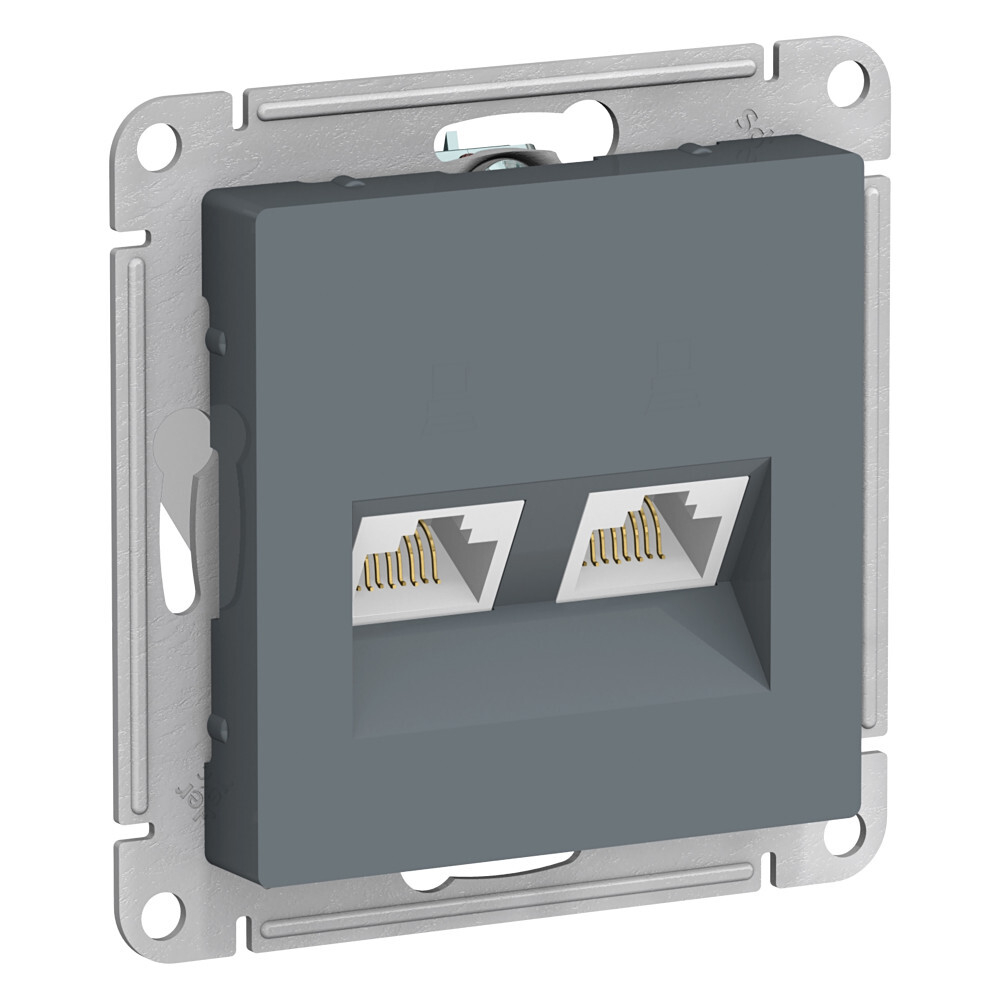 ATLASDESIGN РОЗЕТКА двойная компьютерная RJ45+RJ45, кат.5Е, механизм, ГРИФЕЛЬ
