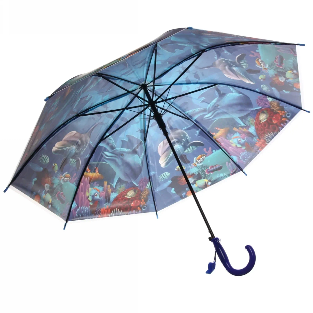 Зонт детский полуавтомат «Ultramarine - Морские жители», 8 спиц, d-100см, длина в слож. виде 65см