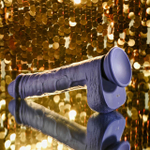 Фиолетовый вибратор на присоске с поступательными движениями Pleasure Rider - 22,2 см.