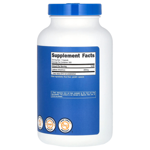 Nutricost, Кофеин, 200 мг, 500 капсул