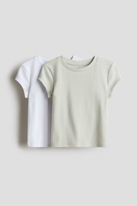 H&M Набор из 2 хлопковых футболок, светло-зеленый