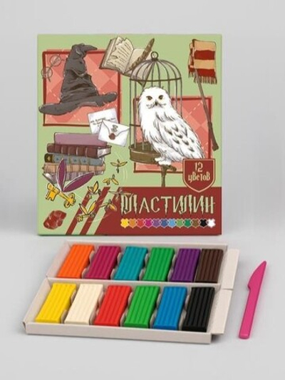 Пластилин 12 цветов "Школа Магии", 240 гр, стека пластиковая