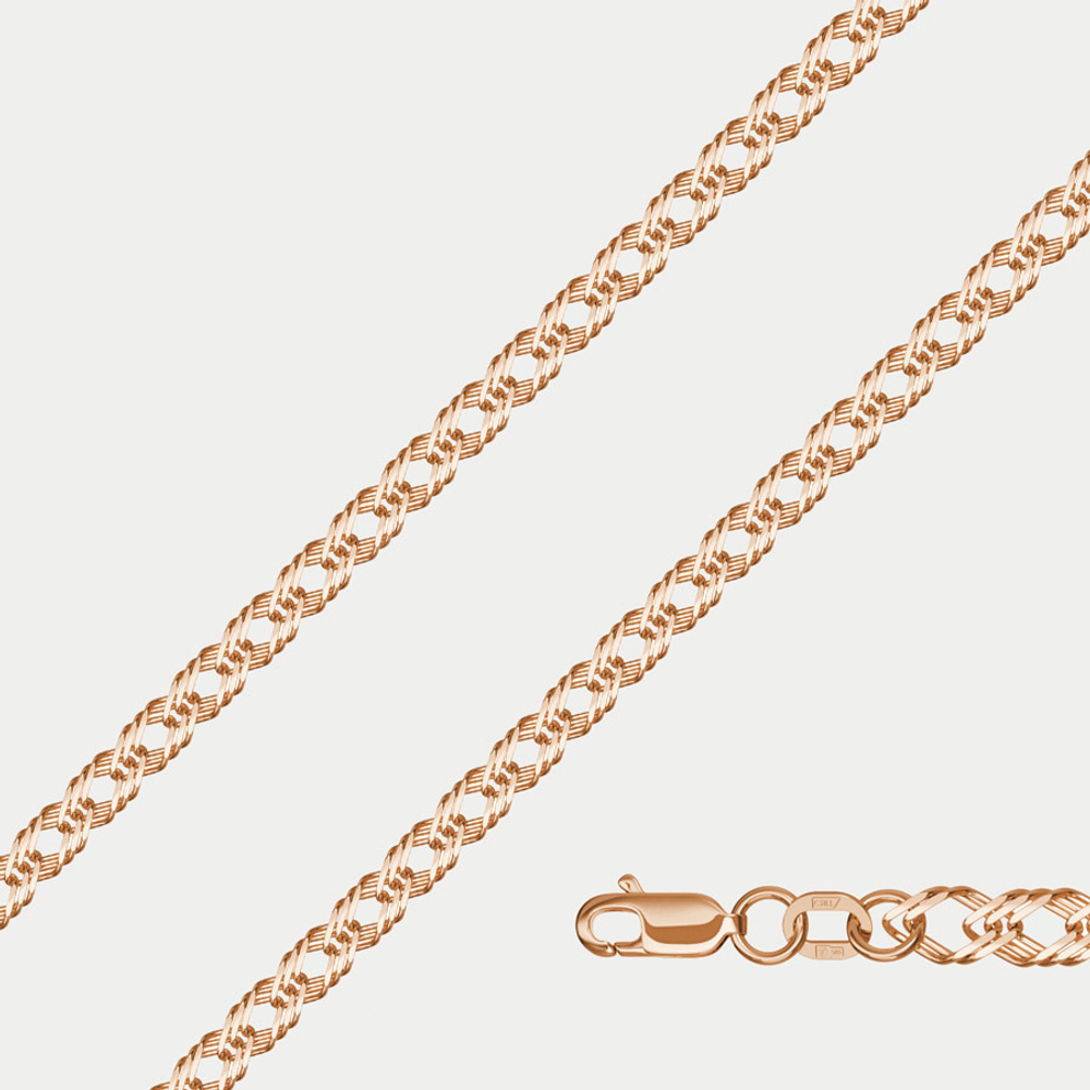 Цепь плетения "Ромб тройной" полновесная без вставок из розового золота 585 пробы (арт. НЦ 12-203 0.50)