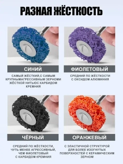 Зачистной диск по металлу (коралловый диск для удаления ржавчины) 50 мм для дрели и шуруповерта фиолетовый 4 шт.