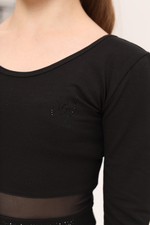 Комбинезон гимнастический стразы, лосины, длинный рукав