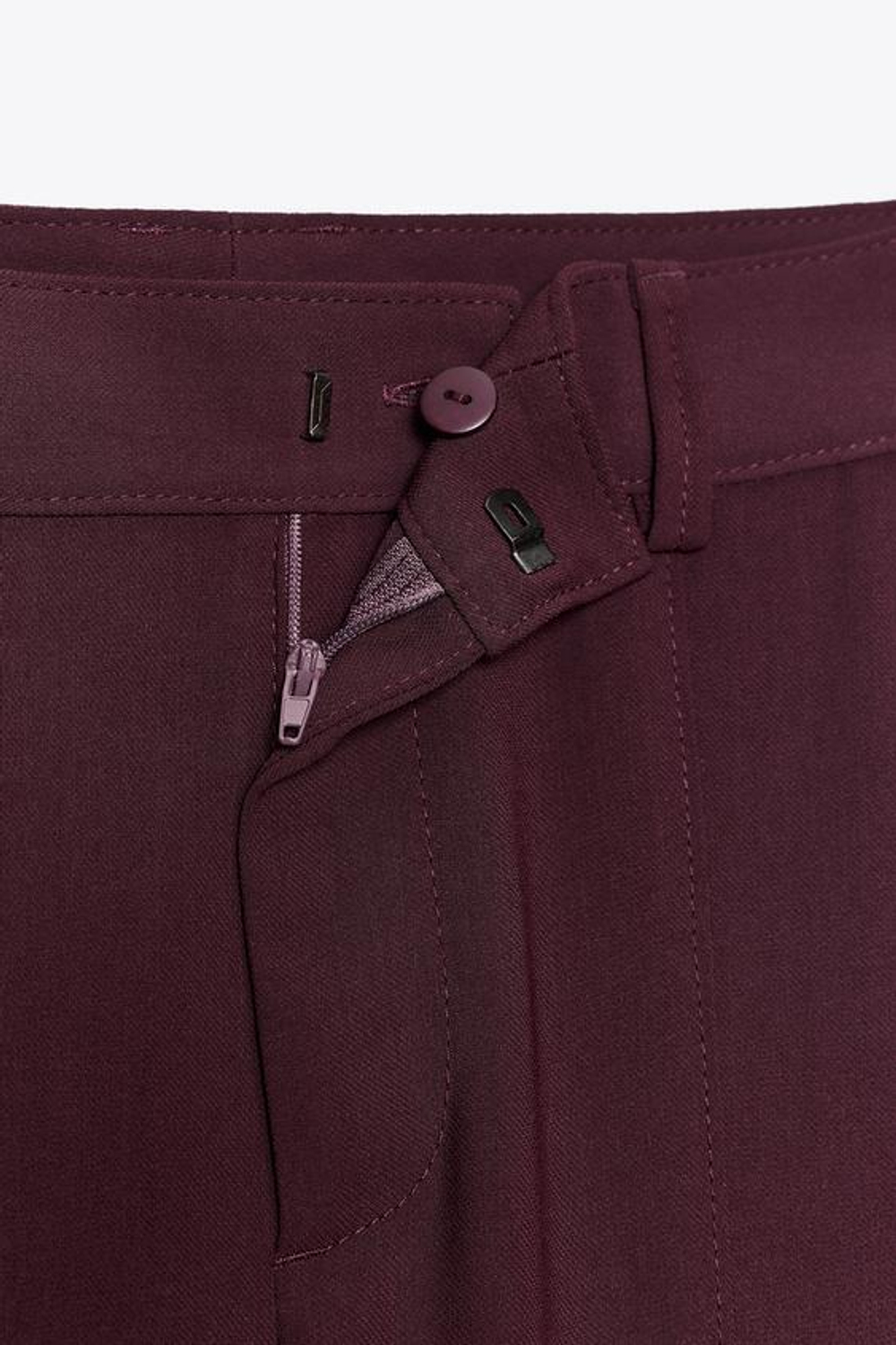 ZARA ПРЯМЫЕ БРЮКИ С ДЕКОРАТИВНОЙ СТРОЧКОЙ, БАКЛАЖАНОВЫЙ