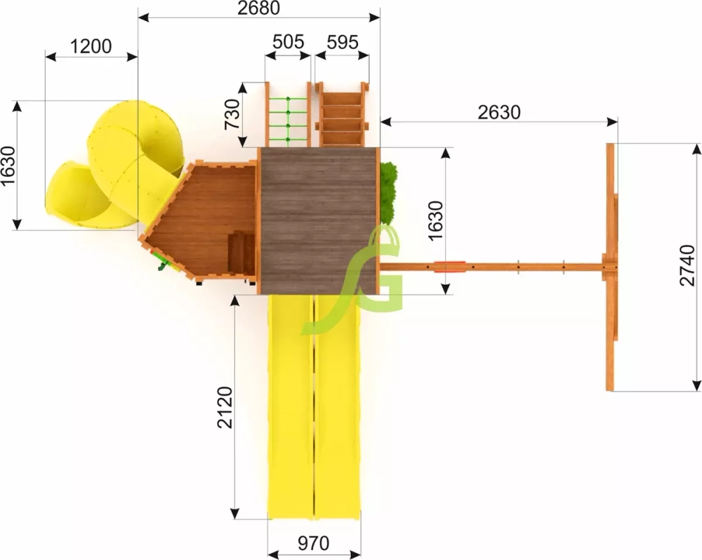 Детская площадка Клубный домик 4 Luxe с тремя горками
