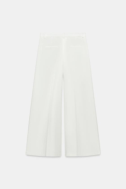 ZARA БРЮКИ WIDE-LEG С ЗАЩИПАМИ — ZW COLLECTION, БЕЛЫЙ