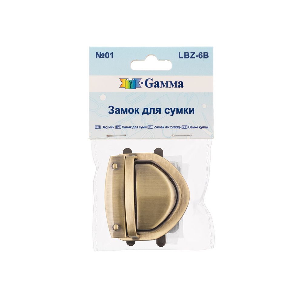 Замок для сумки 42х39 мм, 5 шт, под бронзу, Gamma LBZ-6B