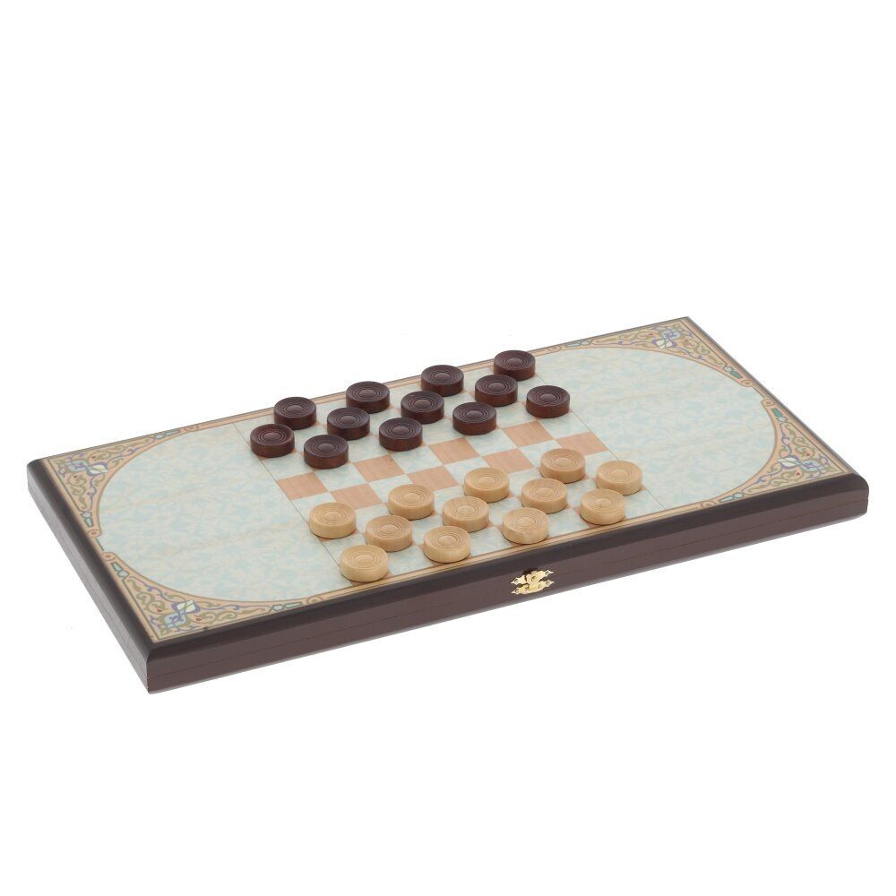 GAEM Игра настольная 2 в 1 ( шашки, нарды) "Белые лошади", L50 W25 H3 см