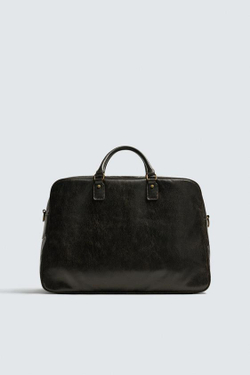 ZARA ДОРОЖНАЯ СУМКА С ЭФФЕКТОМ КРАКЕЛЮРА, КОРИЧНЕВЫЙ